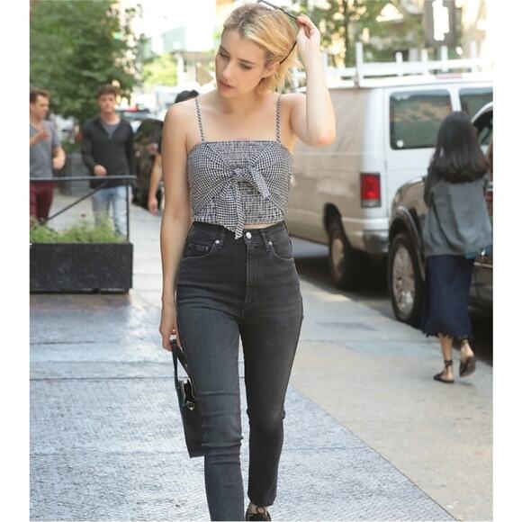 Agolde Roxanne Super High-Rise Skinny Jeans in Dark Gray Black Size 30 - Picture 1 of 13